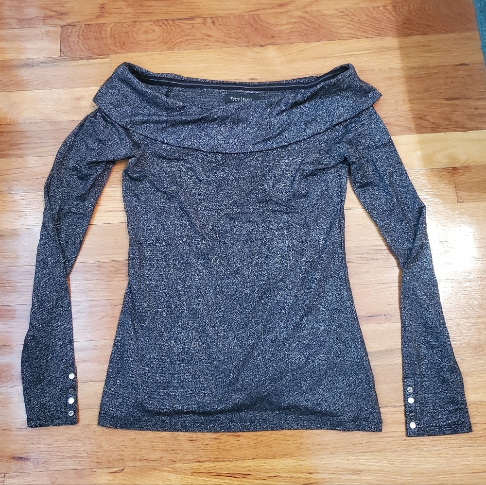 White House Black Market Off Shoulder Metallic Sparkly Top